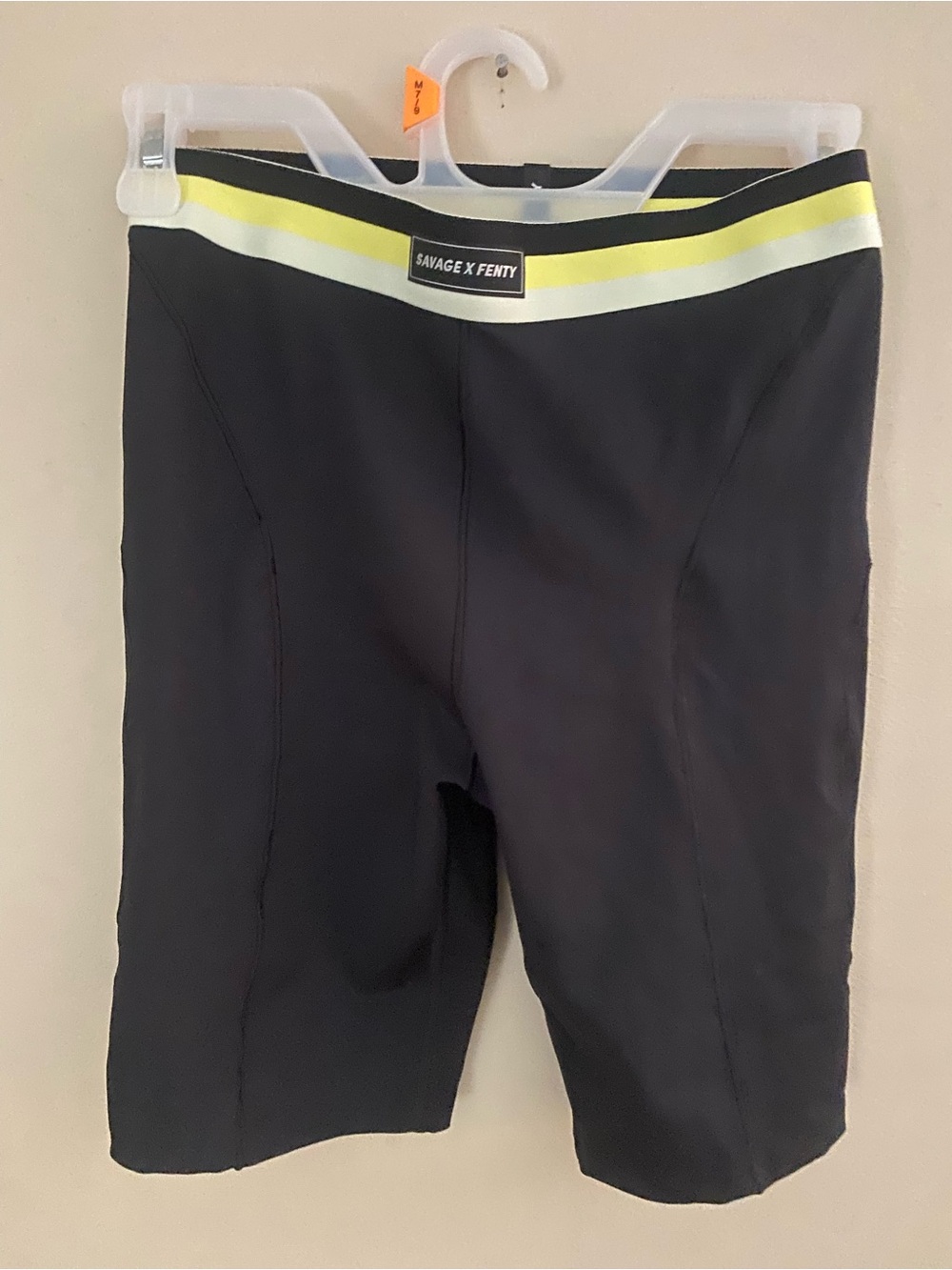Savage X Fenty Black Shorts with Yellow and White Waistband